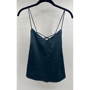 Stelen Womens Teal Blue Satin Tie Back Strappy Cami Top MEDIUM Minimalist Chic